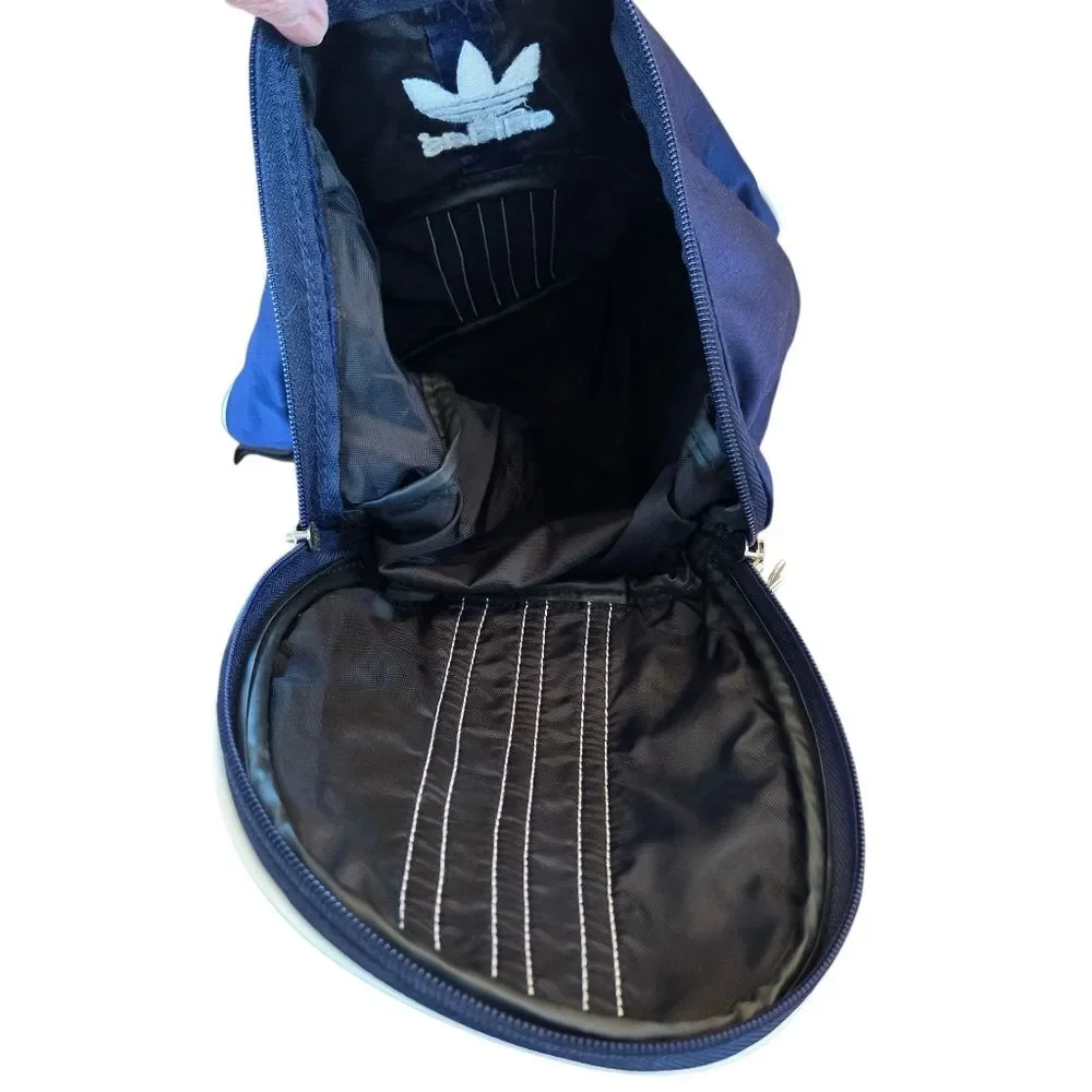 Adidas NWOT VINTAGE Mini Backpack Blue with Trefoil logo zipper pulls UNISEX